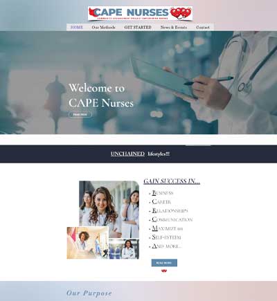 Cape Nurses Thumb Wix website development
